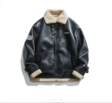 가죽 보아 옷깃 자켓 블랙