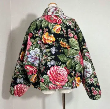 꽃무늬 플라워 프린트 올 패턴 스탠드 카라 패딩 자켓 하자 있음