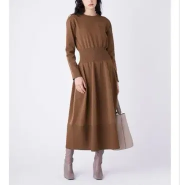 미라 오웬 허리 리브 구축 홀 의류 원피스 카키 S 사이즈