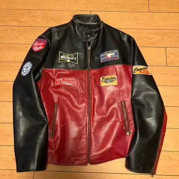 패치 부착 가죽 자켓 이탈리아제