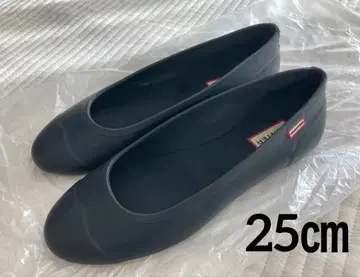 HUNTER 헌터 블랙 플랫 레인 슈즈 25cm