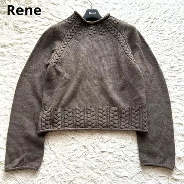 새상품급 2022년 르네 케이블 니트 로고 플레이트 34 숏 기장