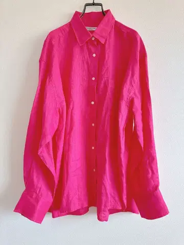 미라 오웬 프렌치 린넨 긴팔 셔츠 핑크