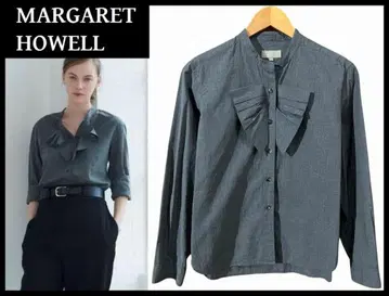 정가 32,400엔 마가렛호웰 프릴 칼라리스 샴브레이 셔츠