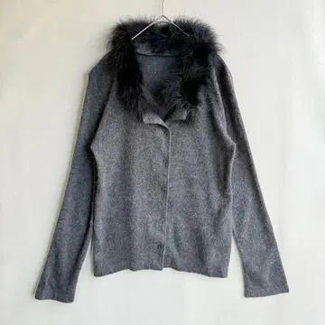 새상품급 oeillet 우이에 여성용 퍼 가디건 L 그레이