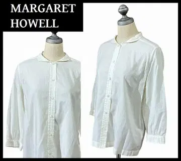 RH73G1 마가렛호웰 7부 소매 미니 칼라 셔츠 블라우스 화이트 S