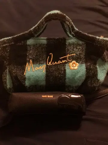 [ Mary Quant ] 체크 무늬 숄더백 & 펜 케이스