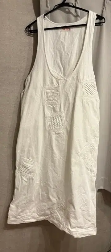 핑크하우스 오버롤 스커트 점프 스커트 원피스 화이트