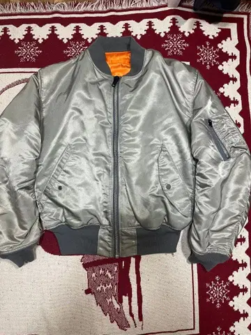 90s MA-1 플라이트 자켓 실버 짧은 기장 알파