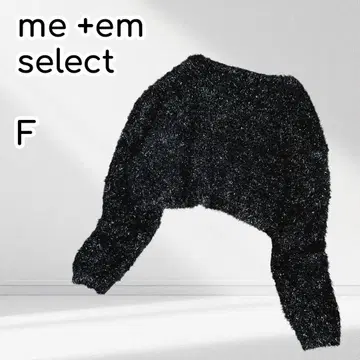 me+em select 라메 샤기 니트 숏 기장 긴팔