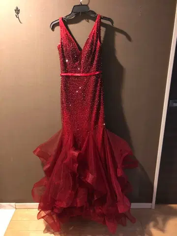 빨간색 머메이드 드레스 미스코리아 크리스마스 연주회