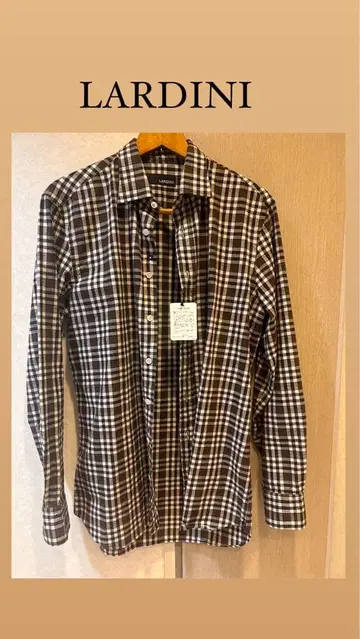 [ 미사용 새상품 ] LARDINI 깅엄 체크 패턴 긴팔 셔츠
