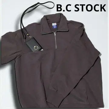 B.C STOCK 헤비 웨이트 오버 사이즈 하프 지퍼 맨투맨