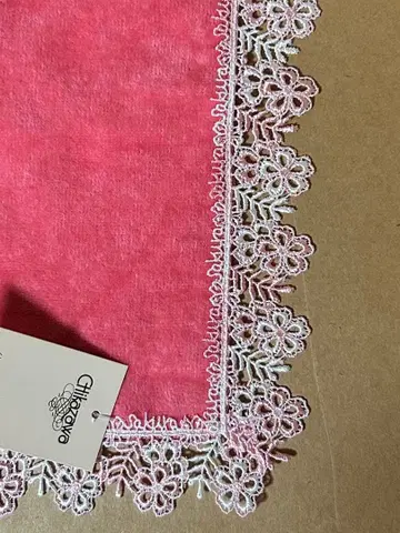 미사용 새상품 긴자와 레이스 늘어뜨린 벚꽃 핑크 타월 손수건