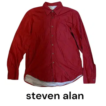 Steven Alan USA제 레이어드 셔츠 L 빨간색 그레이