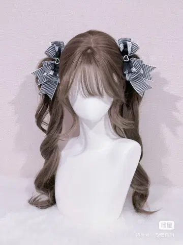 메이메이 헤어 액세서리 체크 무늬 리본 헤어핀