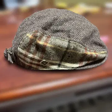 브라운 계열 체크 무늬 헌팅모 일본제