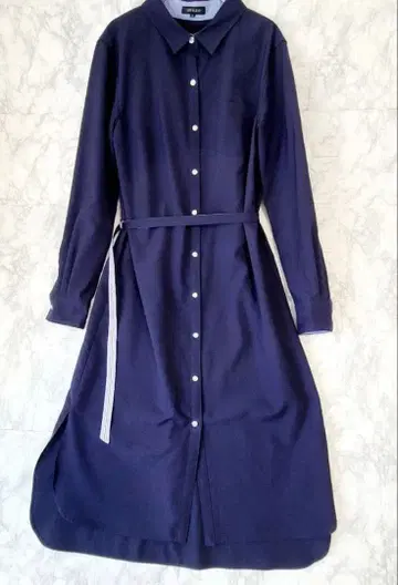 LOVELESS 러브리스 네이비 셔츠 원피스 긴팔 허리 벨트 포함