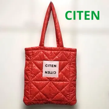[ CITEN ] 퀼팅 토트백 레드 패디드 로고