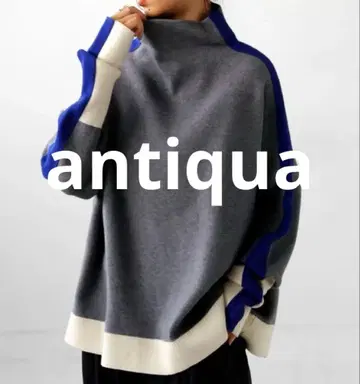 안티카 더블 자카드 배색 니트