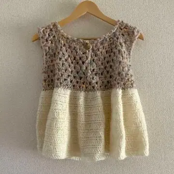 할머니 스퀘어 튜닉 베스트 뷔스티에 핸드메이드 니트