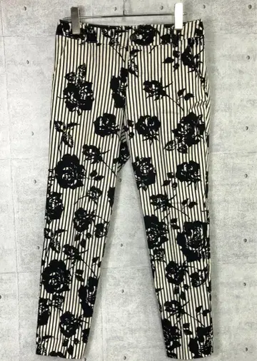 인디 시리즈 구제 의류 스트라이프 x 블랙 로즈 슬림 팬츠