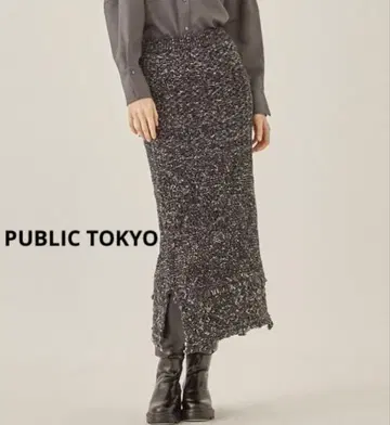 퍼블릭 도쿄 몰 메쉬 니트 스커트 다크 그레이 F