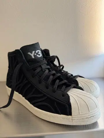 Y-3 SHISHU SUPER 가죽 절개 하이컷 스니커즈 블랙