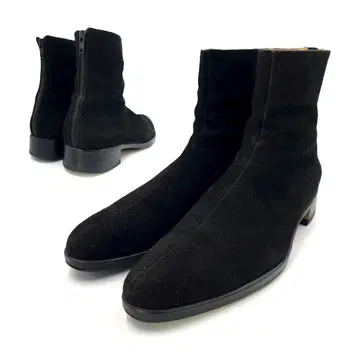 [컨디션 최상] 라드 뮤지션 백 지퍼 부츠 스웨이드 블랙 42