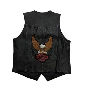 80s 90s 할리 데이비슨 가죽 베스트 와펜 독수리 이글