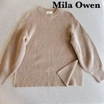 [새상품급] Mila Owen 베이지 리브 긴팔 스웨터