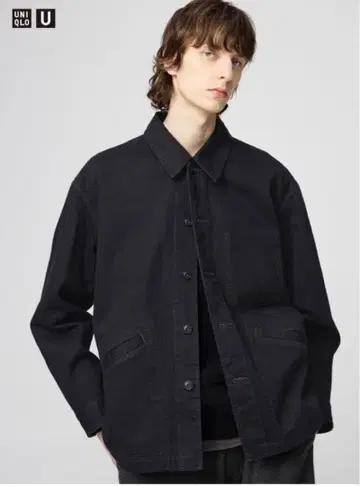 UNIQLO U 오버 사이즈 컬러 데님 자켓 블랙 S