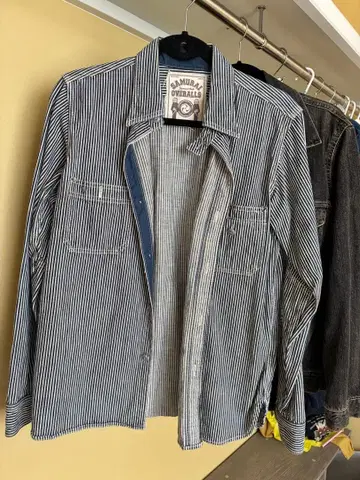 SAMURAI OVERALLS 스트라이프 데님 셔츠 M 사이즈
