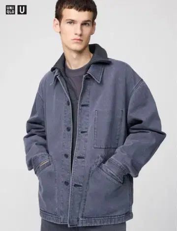 UNIQLO U 오버 사이즈 컬러 데님 자켓 그레이 S