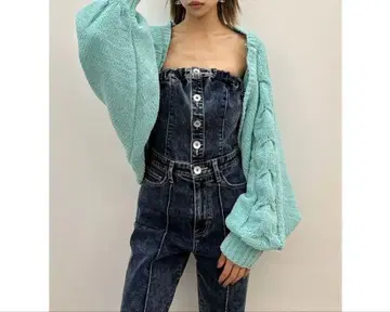 새상품 GYDA 벌룬 슬리브 케이블 니트 볼레로 [ 핑크 ]