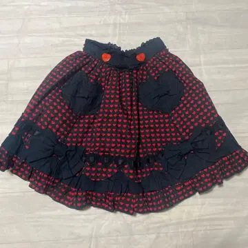 Angelic Pretty 하트 무늬 플레어 스커트 빨간색과 블랙