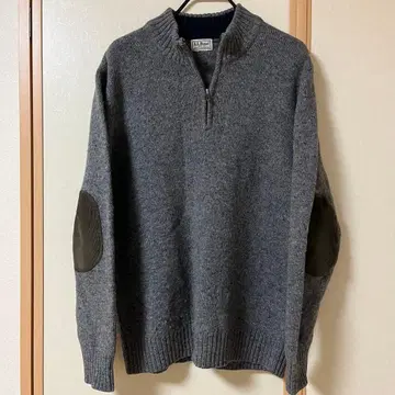 L.L.Bean 니트 하프 지퍼 레트로 구제 의류 엘보 패치