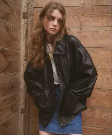 프릭스스토어 인조 가죽 블루종