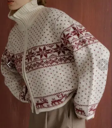 어반 리서치 노르딕 무늬 블루종 니트