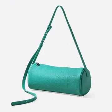 천연 가죽 터콰이즈 원통형 보스턴 백