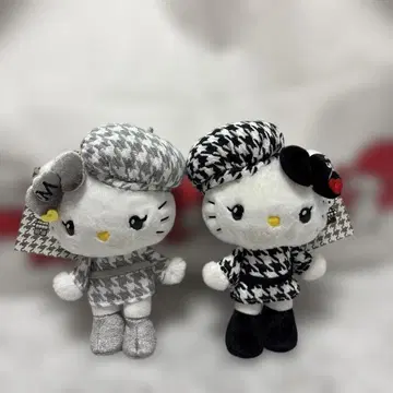 헬로키티 미미 흑백 걸리시 쌍둥이 코디 봉제 인형 키링