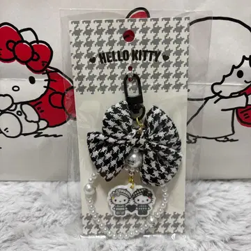 새상품 헬로키티 미미 키링 흑백 걸리시 쌍둥이 코디 리본