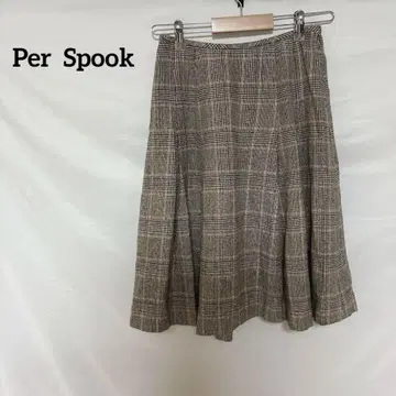Per Spook PARIS 플레어 스커트 무릎 기장 S 체크 무늬
