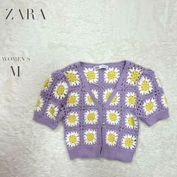 ZARA 자라 꽃무늬 크로셰 니트 가디건 그래니 스퀘어