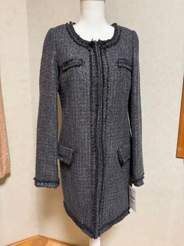 택 포함 새상품 ZARA 트위드 노카라 자켓