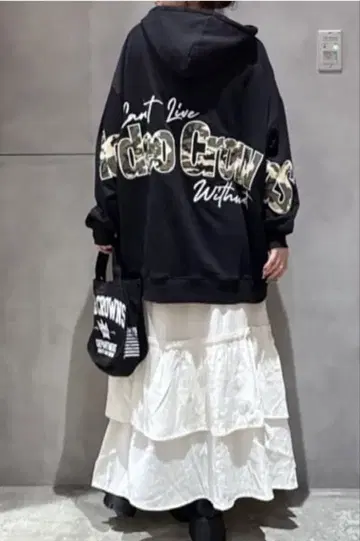 로데오 크라운 로고 아플리케 루즈 후드티 BLACK 택 포함 새상품