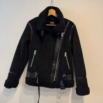 ZARA 페이크 무스탕 라이더 자켓 S 블랙