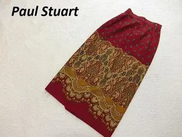 새상품급 폴 스튜어트 올 패턴 랩 롱 스커트 와인 7