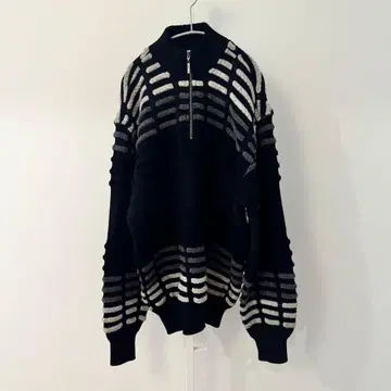 80s 90s 산타페 실크 혼방 울 하프 지퍼 니트