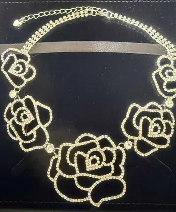 까멜리아 로즈 모티브 실버 초커